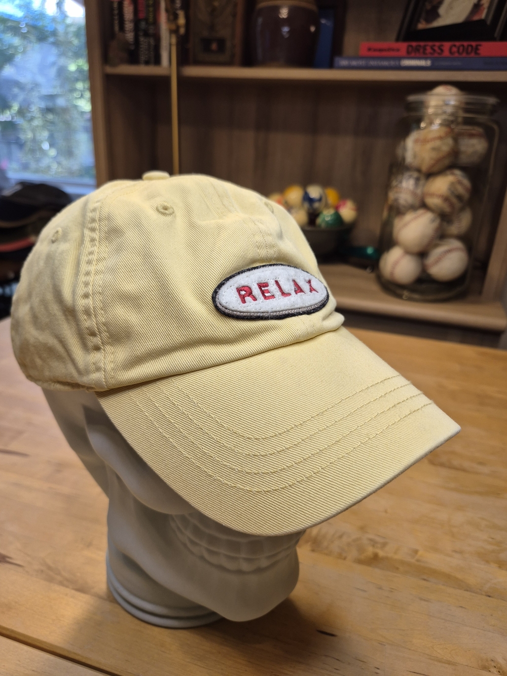 Tommy Bahama Pale Yellow 'RELAX' Embroidered Cotton Cap